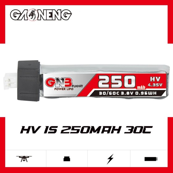 GAONENG GNB 1S 250mAh 3.8V 30C Plastic Head PH2.0 RC LiPo Battery HV LiHV Inductrix  FPV BNF BLADE RC Horizon  Quads Toy